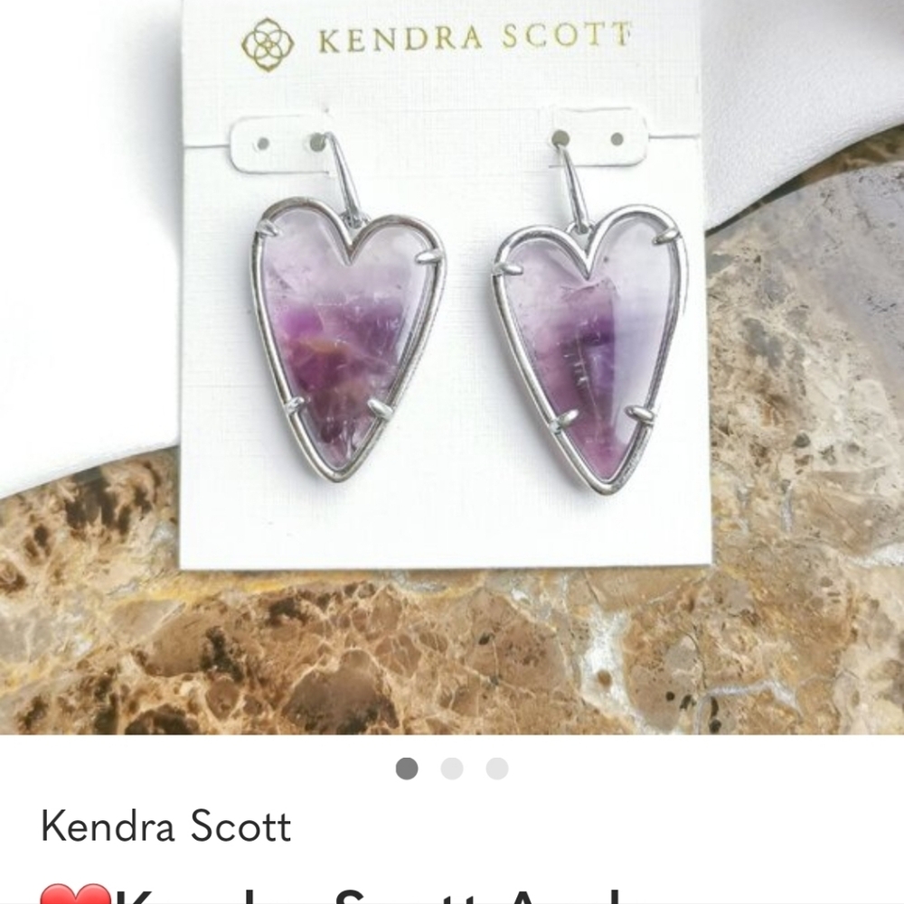 Kendra Scott Amethyst Heart Earrings And Matching Necklace
